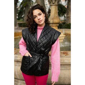 NWT ESQUALO Quilted Faux Leather Vest